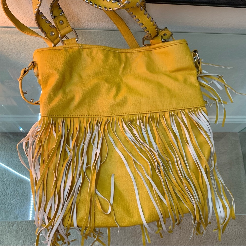 Yellow Steve Madden fringe purse